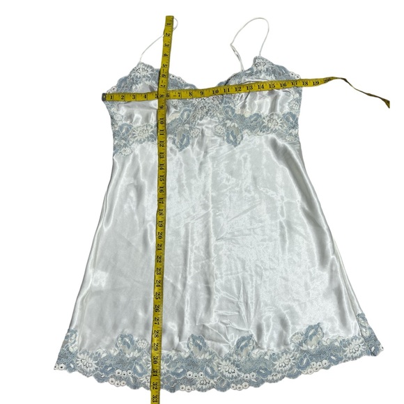 90’s Victoria’s Secret Silky Slip Dress Chemise Robe Set Bridal Set ivory blue L - Picture 10 of 11